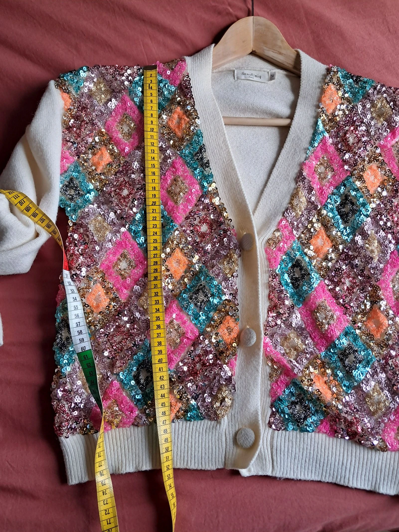 Multicolored sequined cardigan vest Sens Uniq Paris one size – photo 8